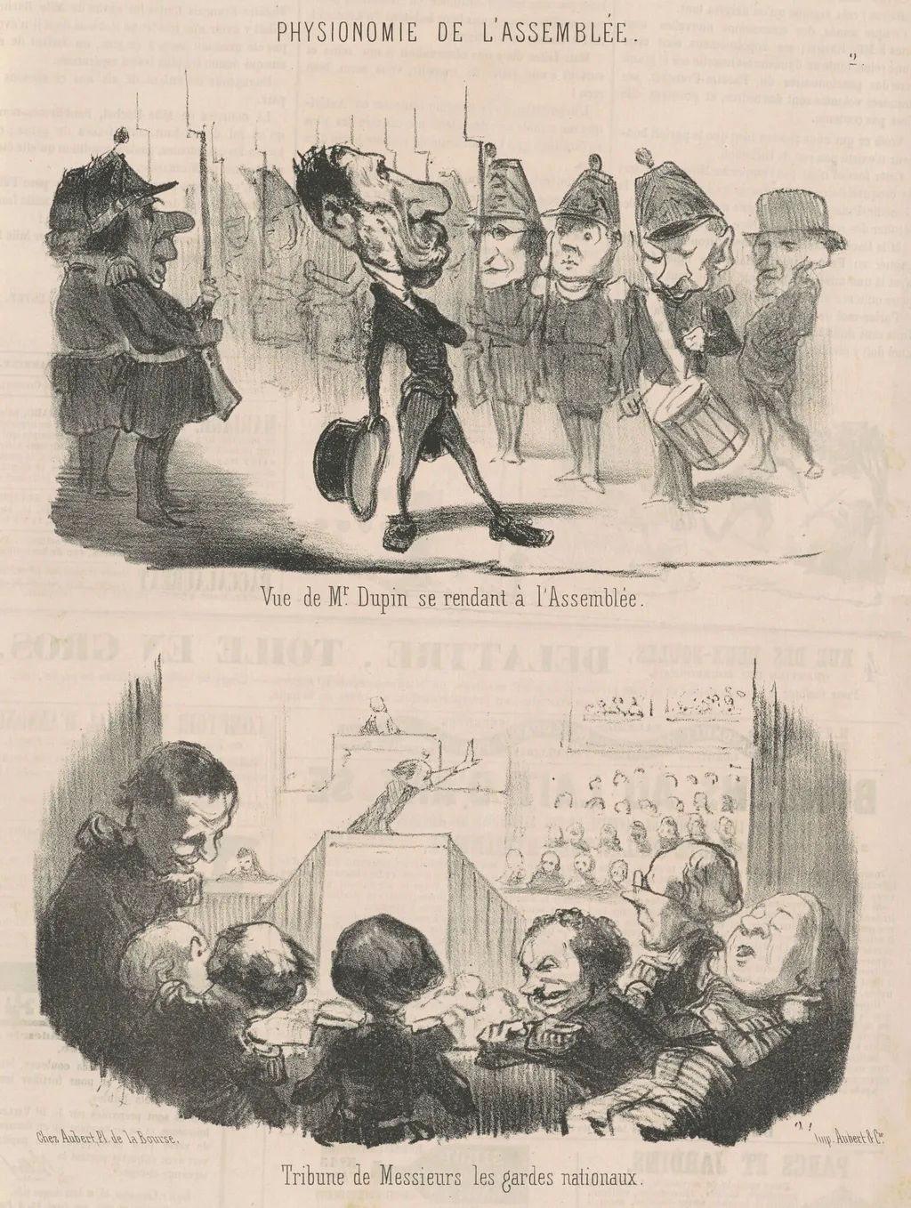 Vue de M. Dupin se rendant a l'assemblée, by Honoré Daumier, ink, 1849