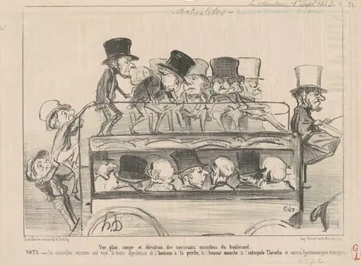 Vue ... et elévation des ... omnibus du boulevard ..., by Honoré Daumier