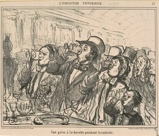 Vue prise a la buvette pendant la canicule, by Honoré Daumier