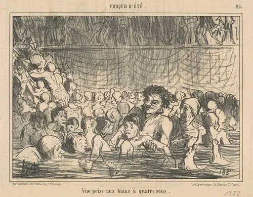 Vue prise aux bains a quatre sous, by Honoré Daumier