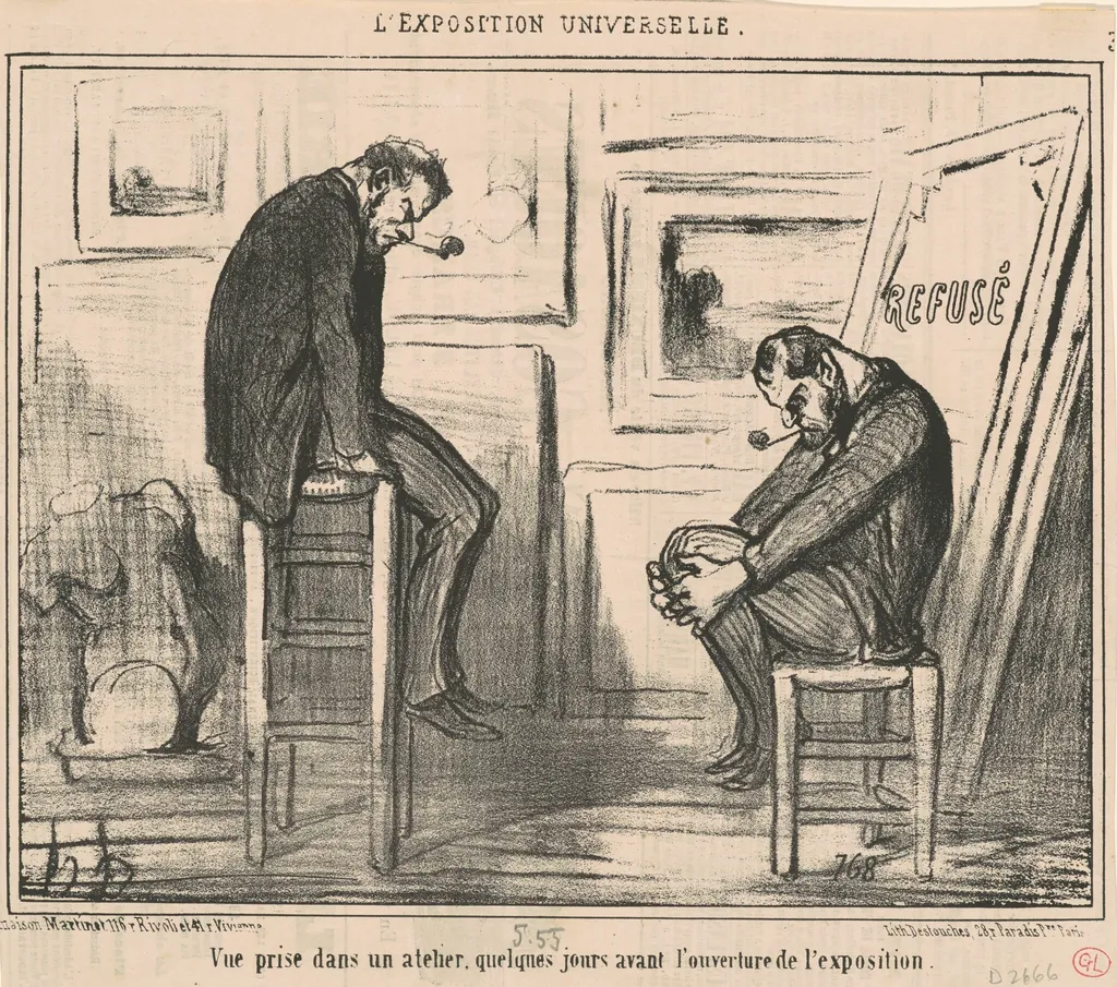 Vue prise dans un atelier ..., by Honoré Daumier, ink, 1855