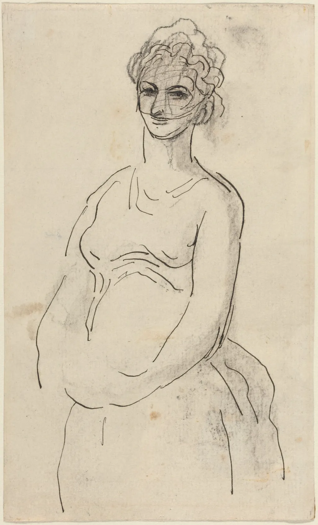Woman with Veil, by Honoré Daumier, ink, 1844