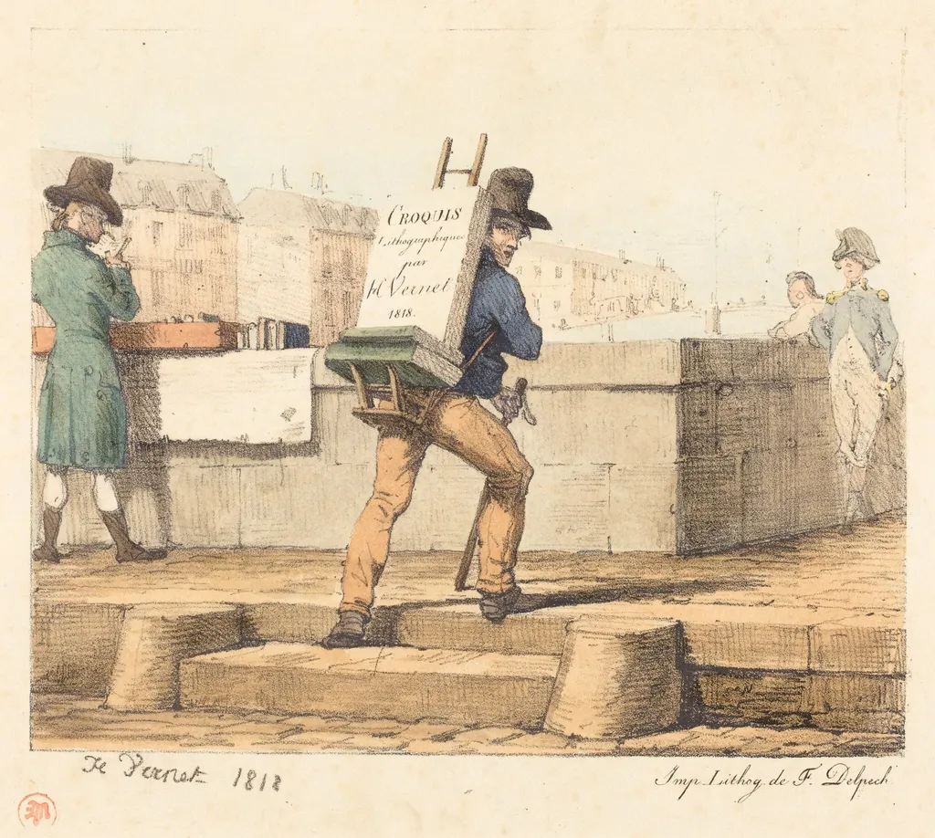 Frontispiece for the portfolio "Croquis Lithographiques par H. Vernet", by Horace Vernet, ink, 1818