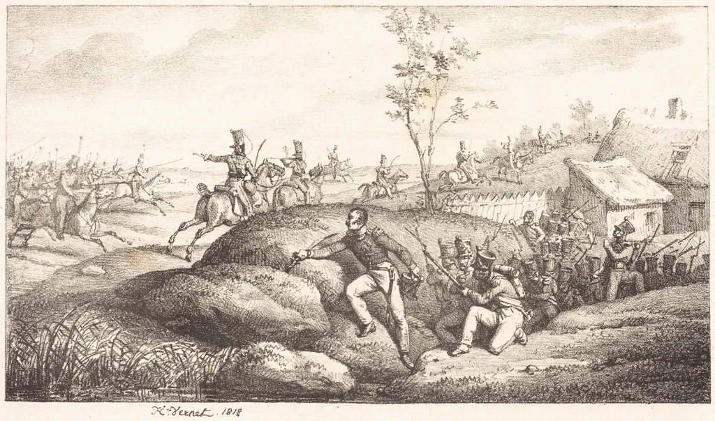 Infantry Ambush against the Cosacks, by Horace Vernet, ink, 1818