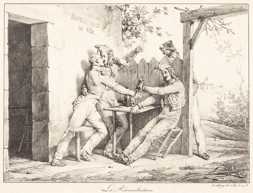 La Reconciliation, by Horace Vernet, ink, 1826