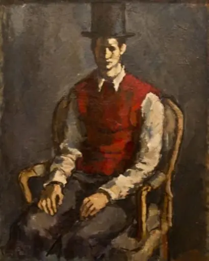 Model cu vestă roșie, by Horia Damian