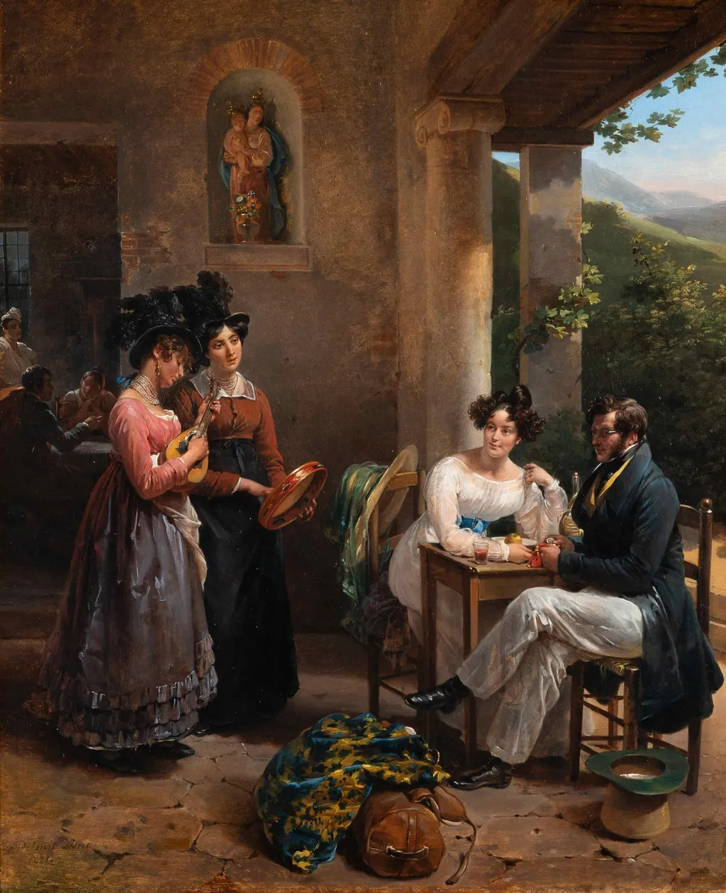 Self-Portrait of the Artist and Her Husband on Their Wedding Trip, by Hortense Haudebourt-Lescot, oil, 1821