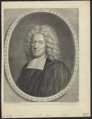Portrait of Benedictus Pictetus, theologian from Geneva, by Houbraken Jacob