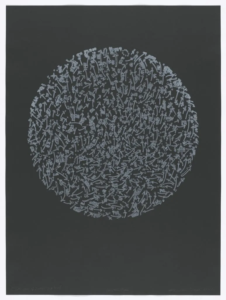 Untitled, by Howardena Pindell, ink, 2015