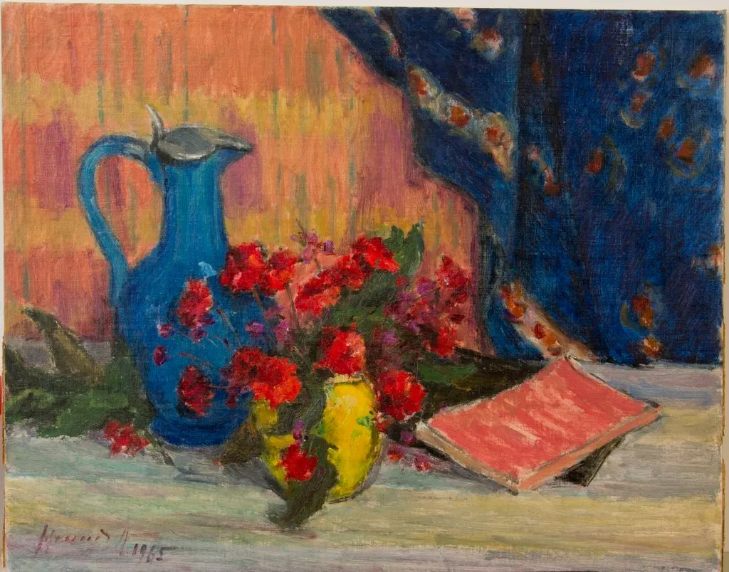 Flori în vas galben de pământ, by Hrandt Avakian, 1965
