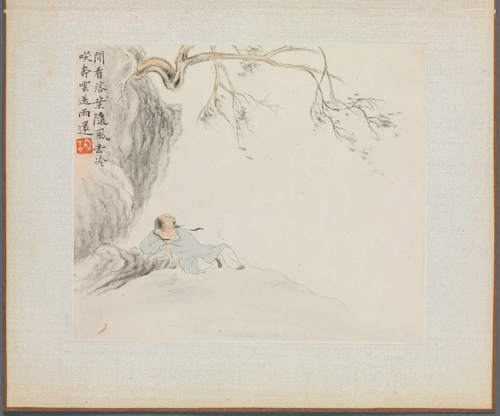 Album of Landscape Paintings Illustrating Old Poems: A Man Reclining and Enjoying the View, by Hua Yan