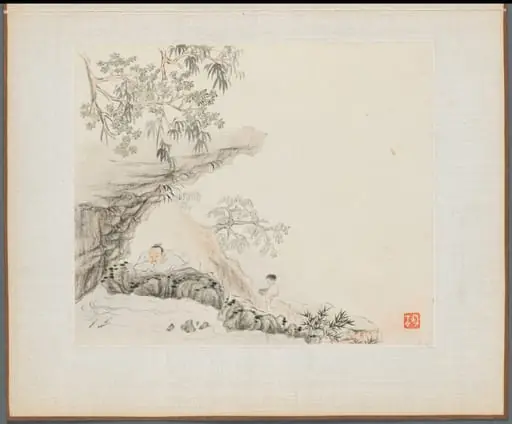 Album of Landscape Paintings Illustrating Old Poems: Scholar watching Fish, by Hua Yan