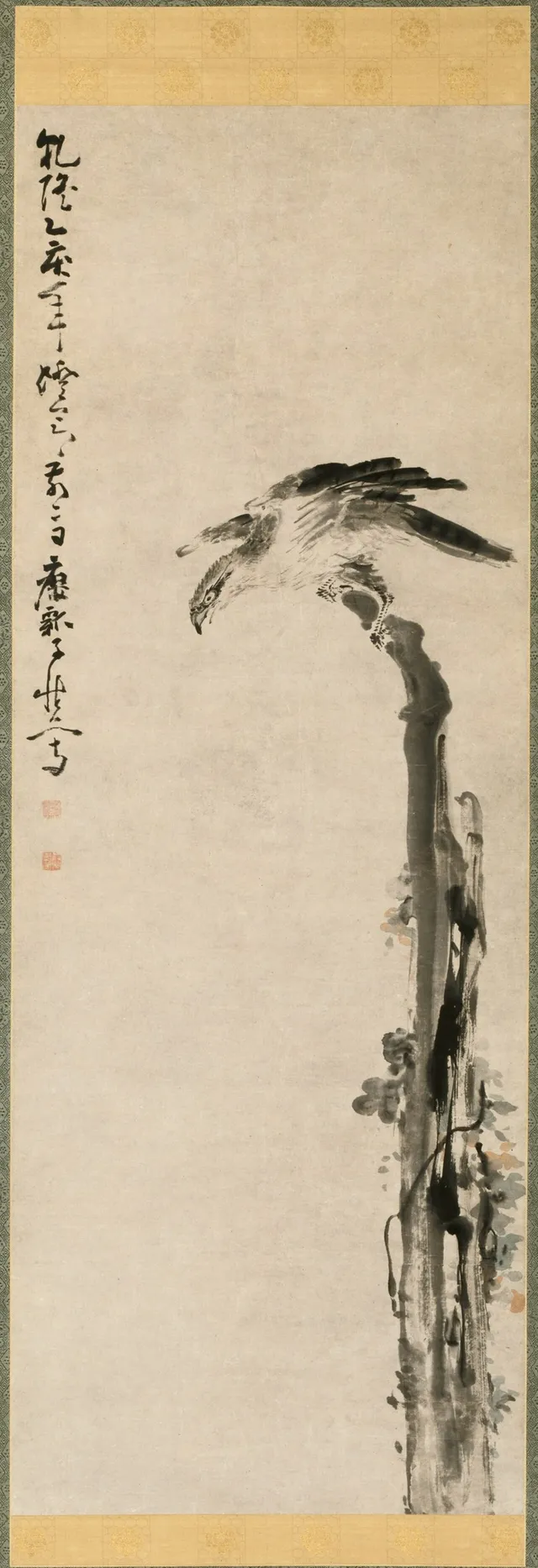 Eagle on a Tree Trunk
