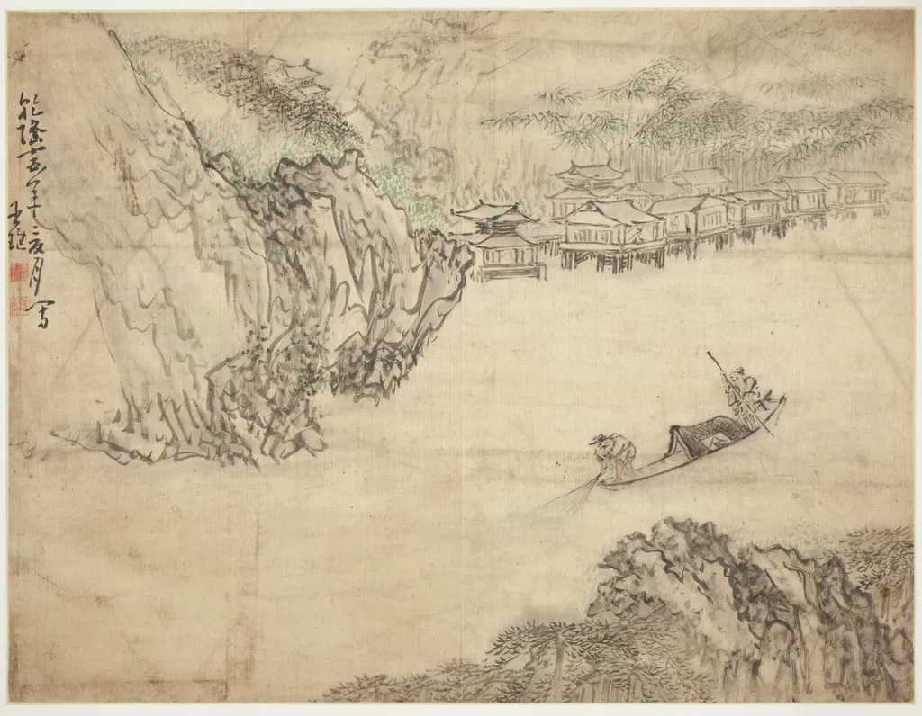 Landscapes and Figures: Landscape, by Huang Shen, unspecified, 1750
