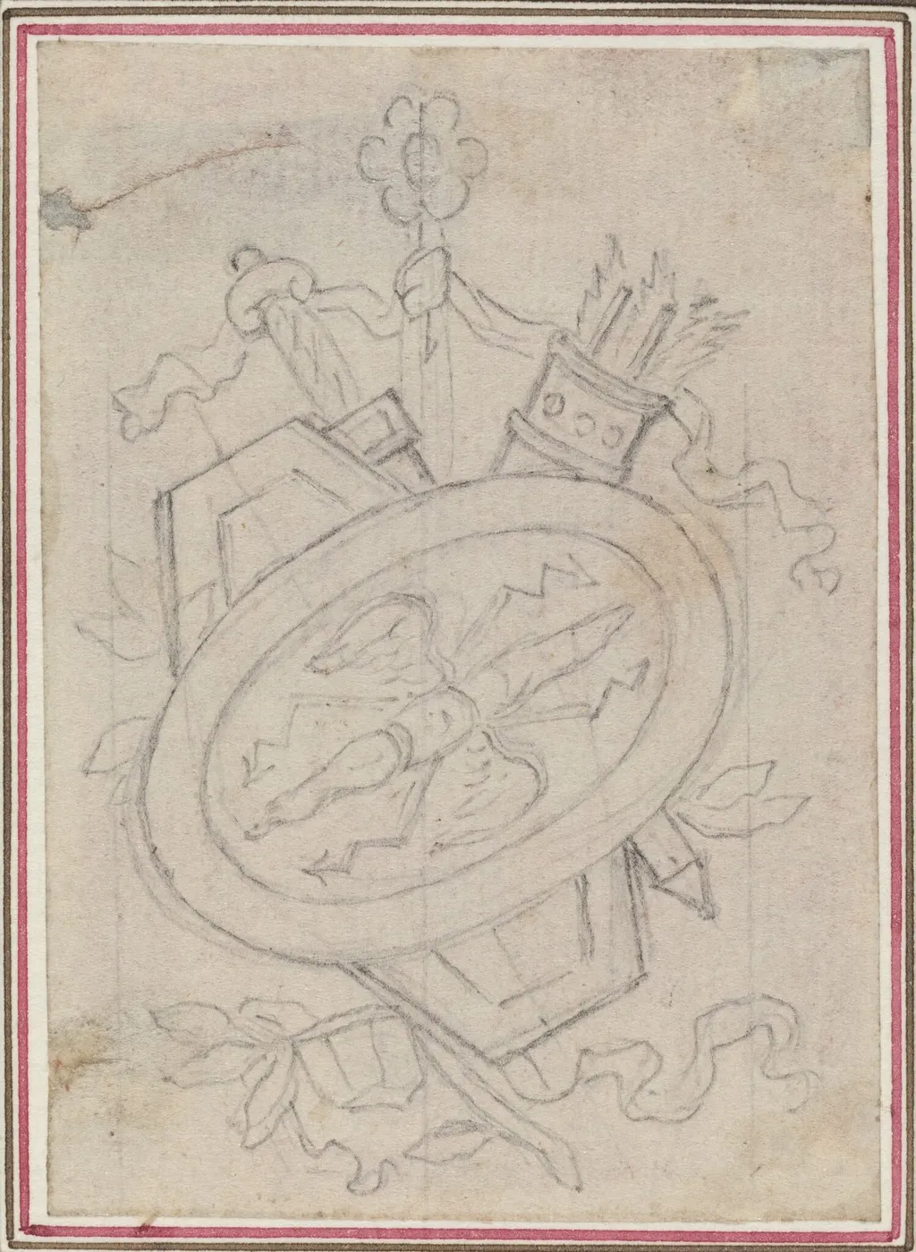 An Ornamental Trophy, by Hubert François Gravelot, graphite, 1736