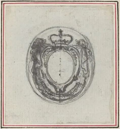 Armorial Cartouche with Crown and Swags, by Hubert François Gravelot