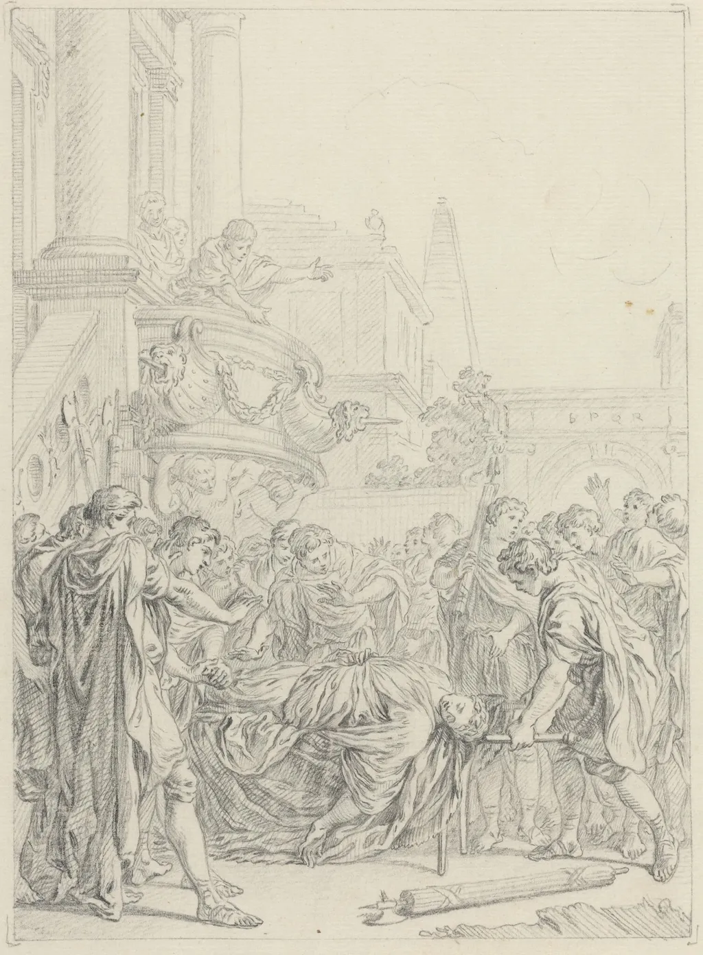 Du plus grand des Romains voilà ce qui vous reste, by Hubert François Gravelot, graphite, 1736