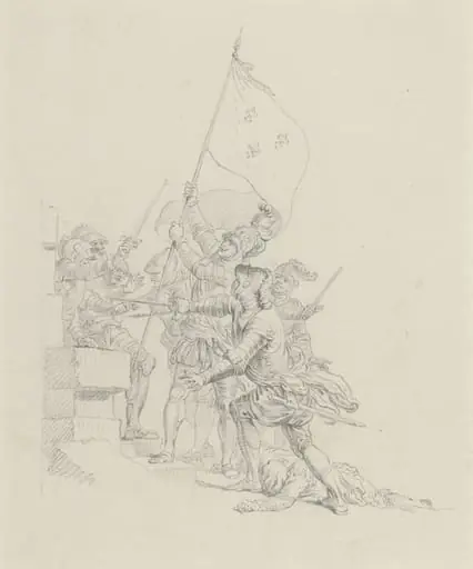 Il monte: il a déjà de ses mains triomphantes..., by Hubert François Gravelot