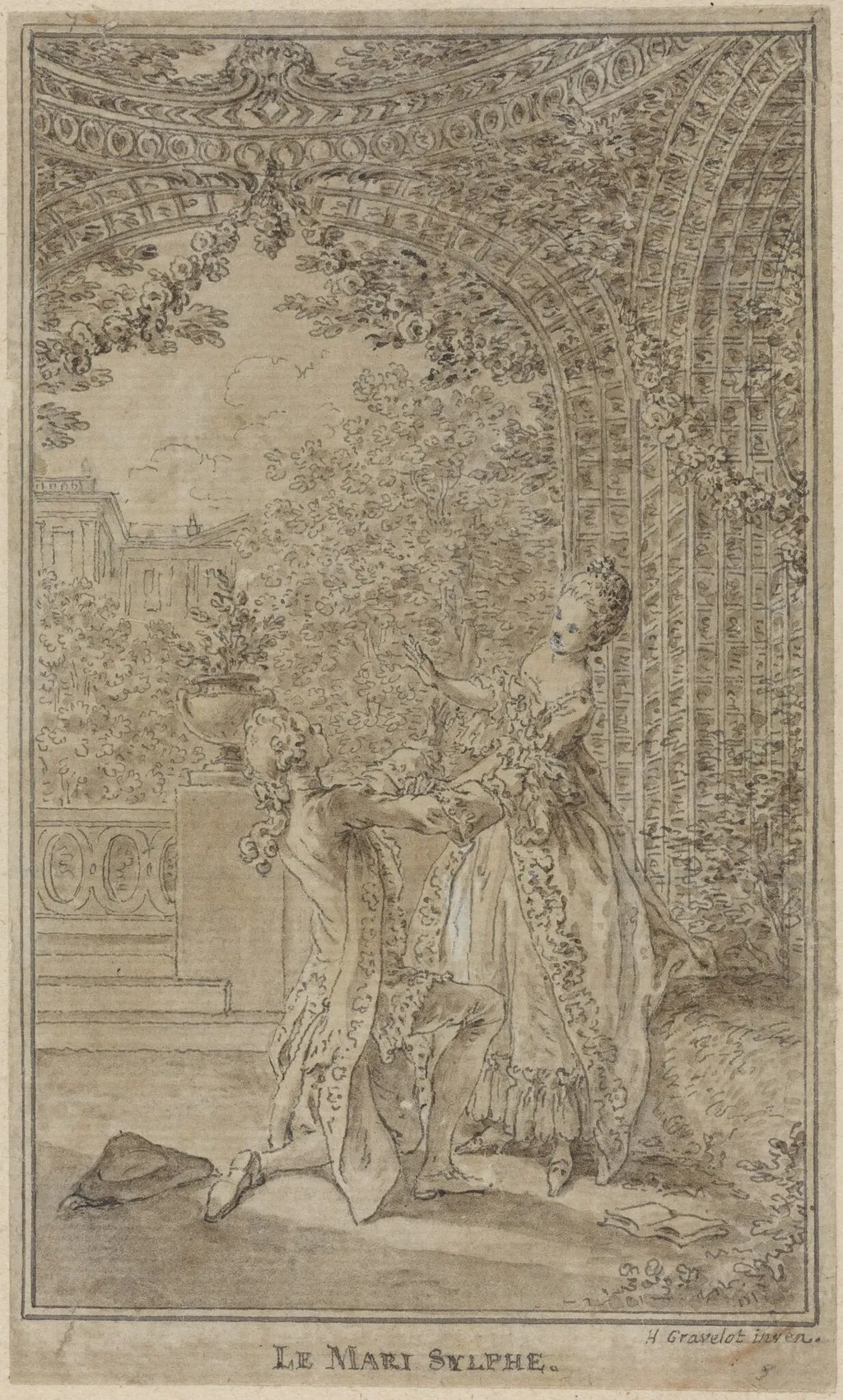 Le Mari sylphe, by Hubert François Gravelot, ink, 1765