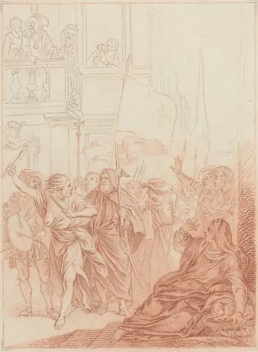 Mayenne qui de loin voit leur folle Entreprise..., by Hubert François Gravelot