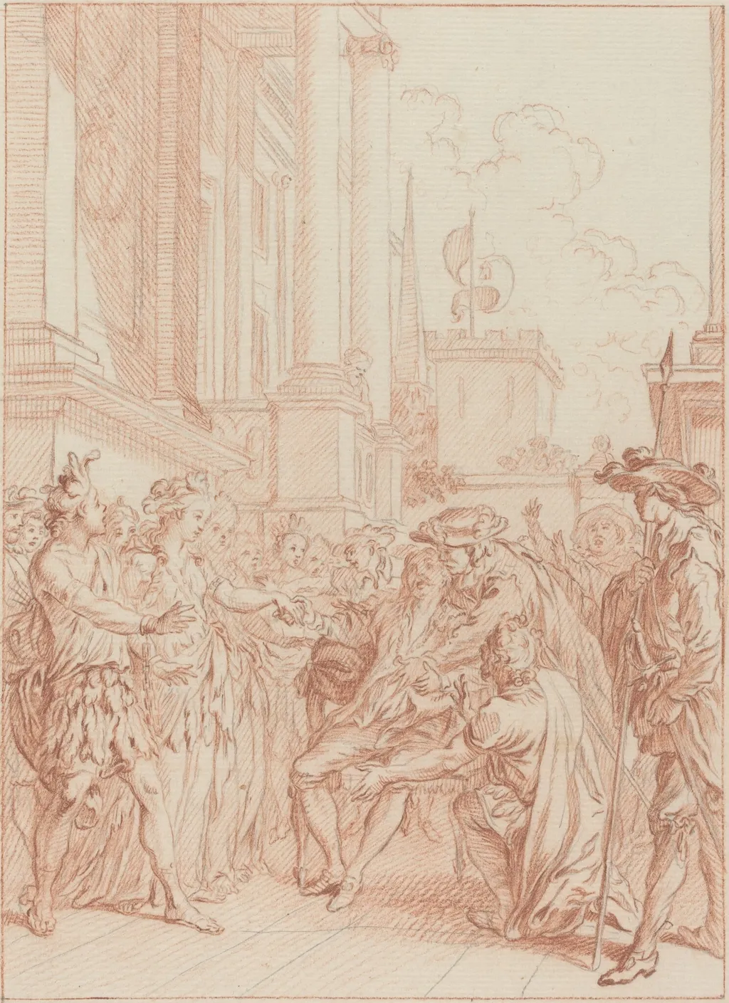 Quoi donc, les vrais Chrétiens auraient tant de vertu, by Hubert François Gravelot, graphite, 1736