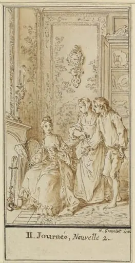 Second Day, Second Story: Rinaldo d'Asti and the Widow, by Hubert François Gravelot