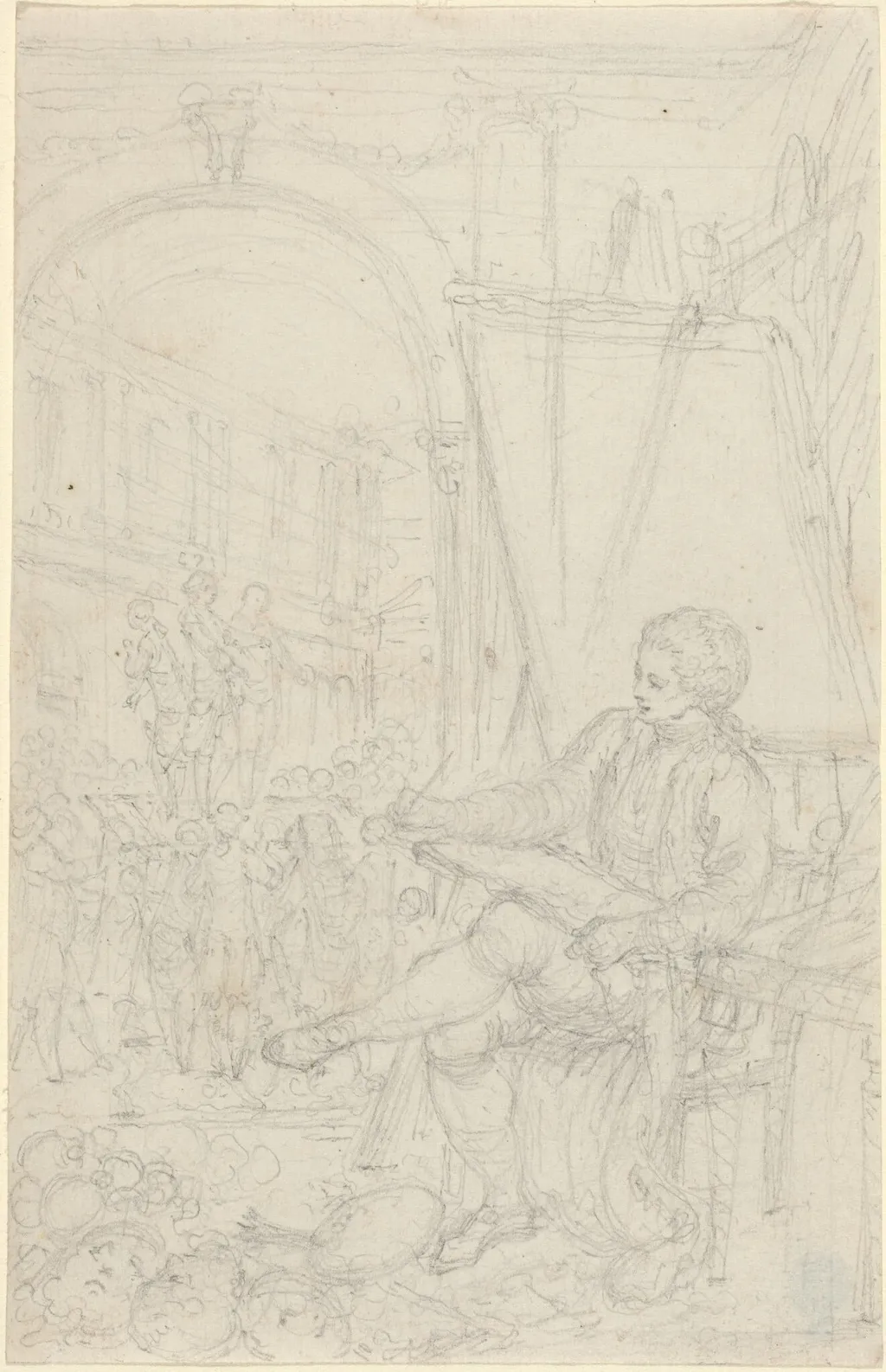 Self-Portrait, by Hubert François Gravelot, graphite, 1740