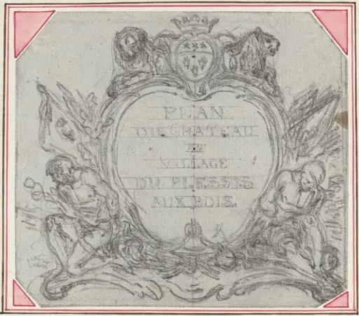 Title Cartouche for a Map of the Chateau and Village of Le Plessis aux Bois, by Hubert François Gravelot