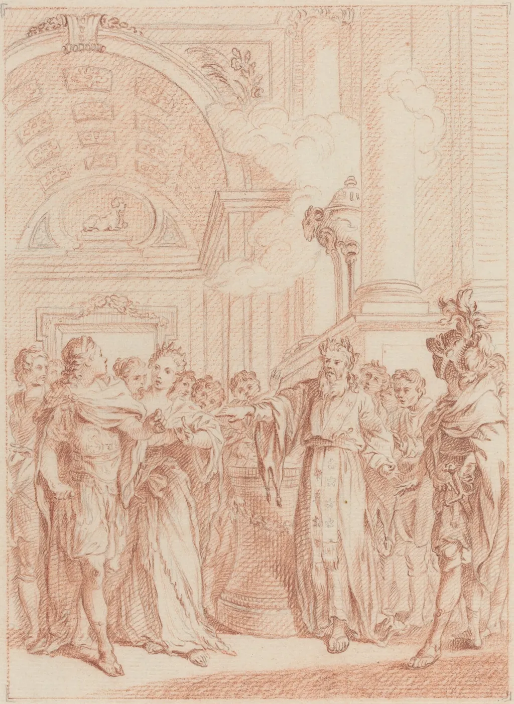 Tremblez malheureux Roi, votre Règne est passe, by Hubert François Gravelot, graphite, 1736