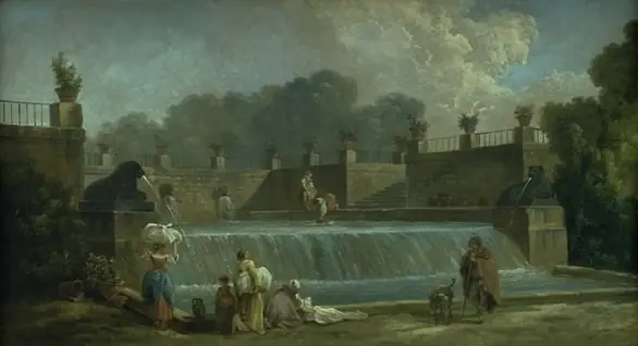 A Fountain with Washerwomen, by Hubert Robert