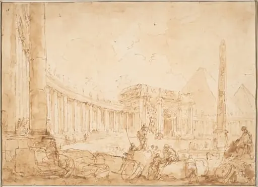 A Roman Capriccio, by Hubert Robert