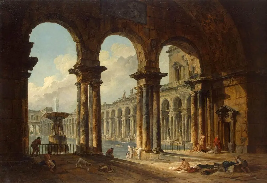 Ancient Ruins Used as Public Baths, by Hubert Robert