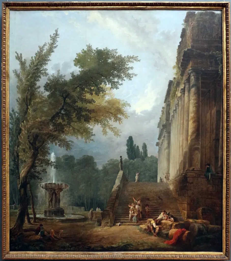 Fountain and Collonades in a Park, by Hubert Robert