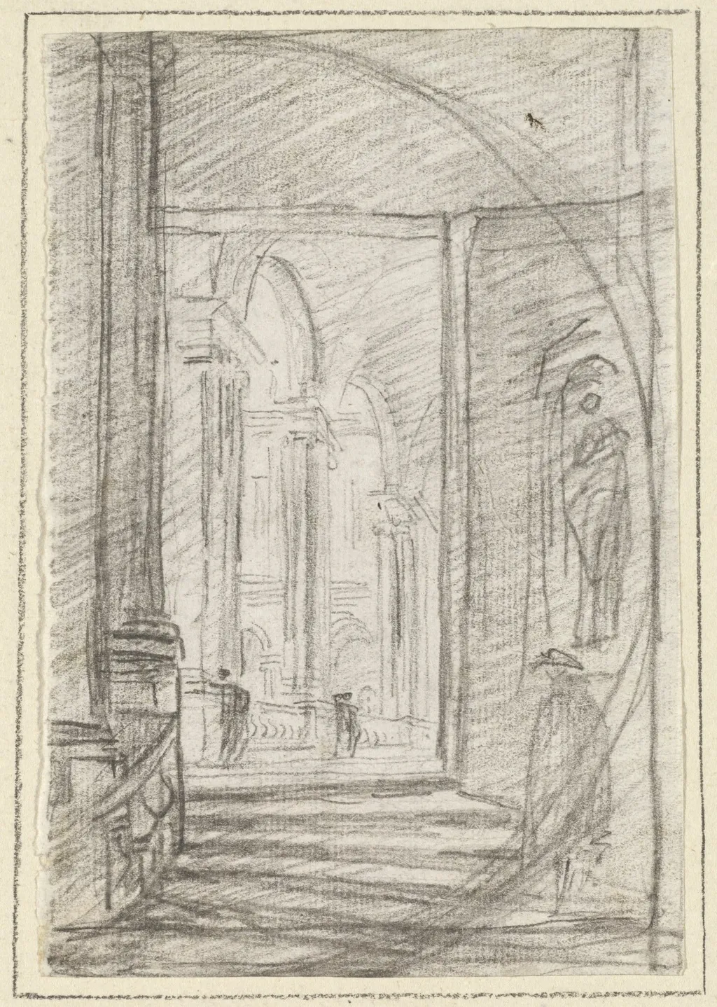 Interior of a Roman Palace, by Hubert Robert, chalk, 1760