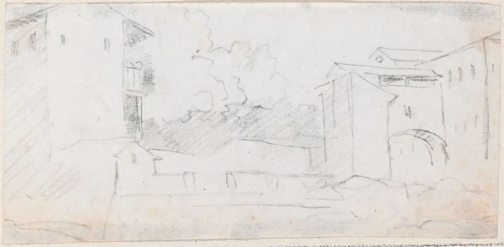 Italian City Scene, by Hubert Robert, chalk, 1760