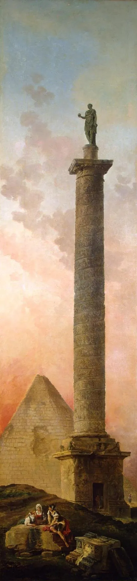 Landscape with a Triumphal Column, by Hubert Robert, oil, 1773