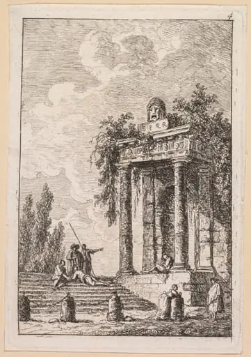 Les Soirées de Rome: L'Escalier aux quatre bornes, by Hubert Robert
