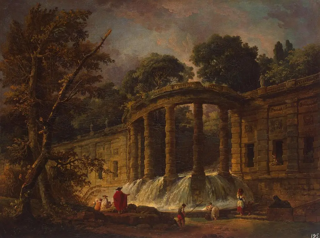 Pavilion with a Cascade, by Hubert Robert
