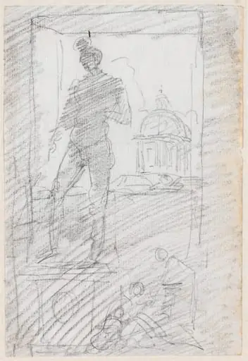 Statue of a Nude before a Window View, by Hubert Robert