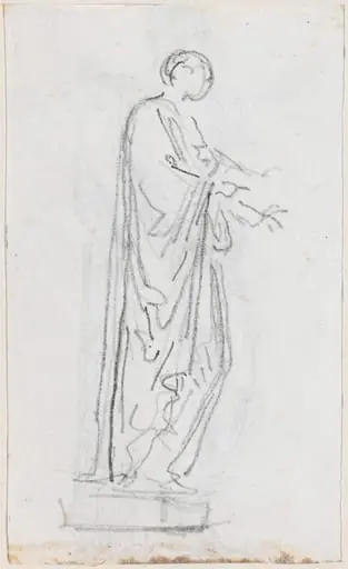Statue of a Roman Woman (Female Deity?) Seen from the Side [verso], by Hubert Robert