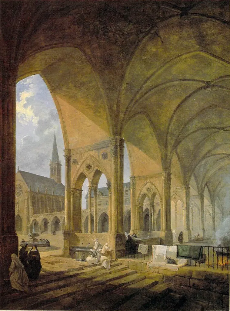 The Cloister of the English Augustinian Convent of Notre-Dame-de-Sion, Paris, by Hubert Robert