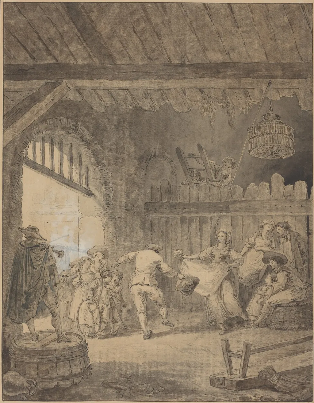 The Peasant Dance, by Hubert Robert, ink, 1772