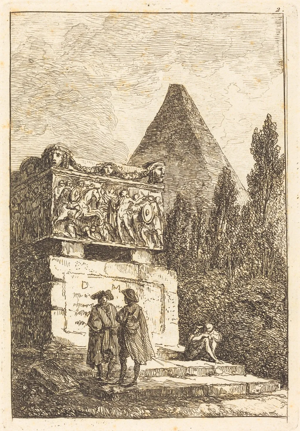 The Sarcophagus, by Hubert Robert, ink, 1770