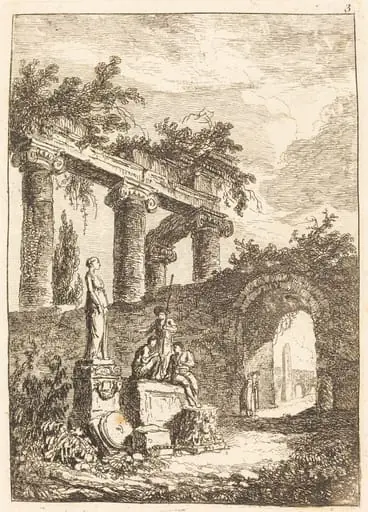 The Statue before the Ruins, by Hubert Robert