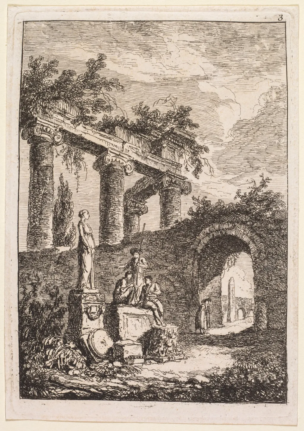 The Statue in Front of Ruins, by Hubert Robert, 1764