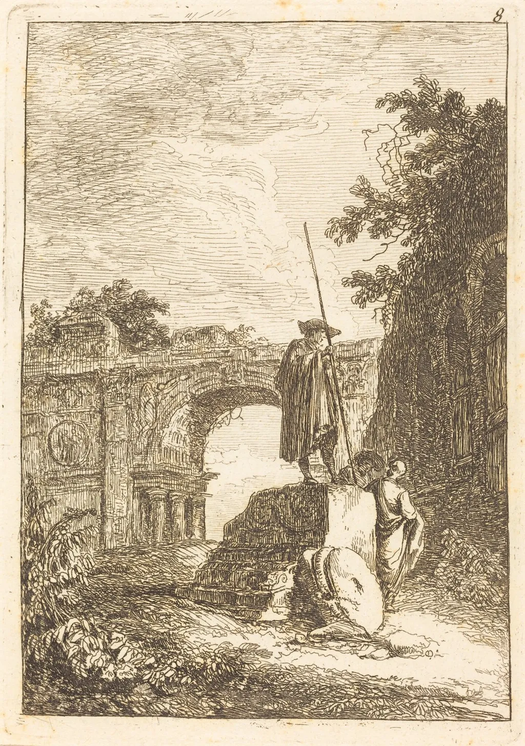 The Triumphal Arch, by Hubert Robert, ink, 1770