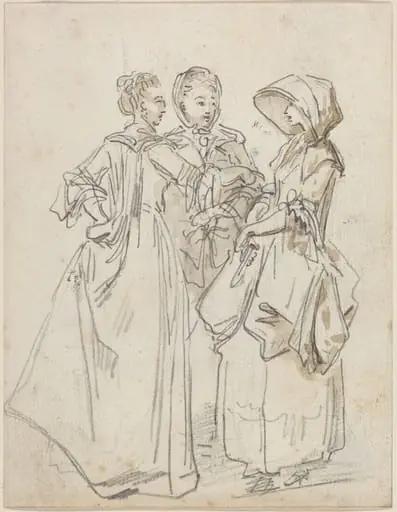 Three Ladies Chatting, by Hubert Robert