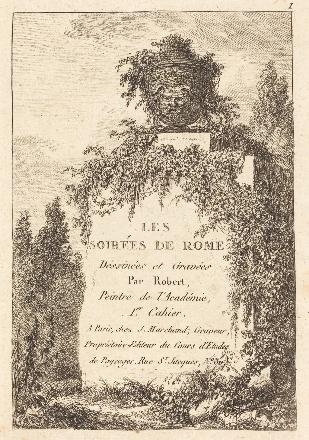Title Page, by Hubert Robert, ink, 1770