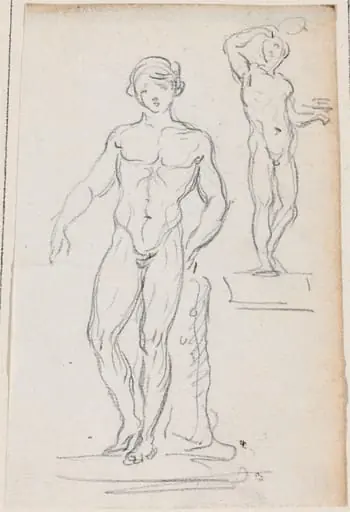 Two Statues of Male Nudes, by Hubert Robert