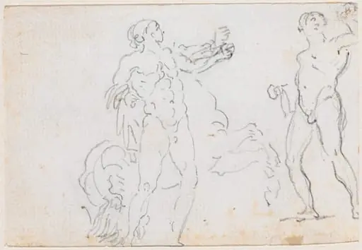 Two Studies of the Statue of Alexander and Bucephalus [verso], by Hubert Robert